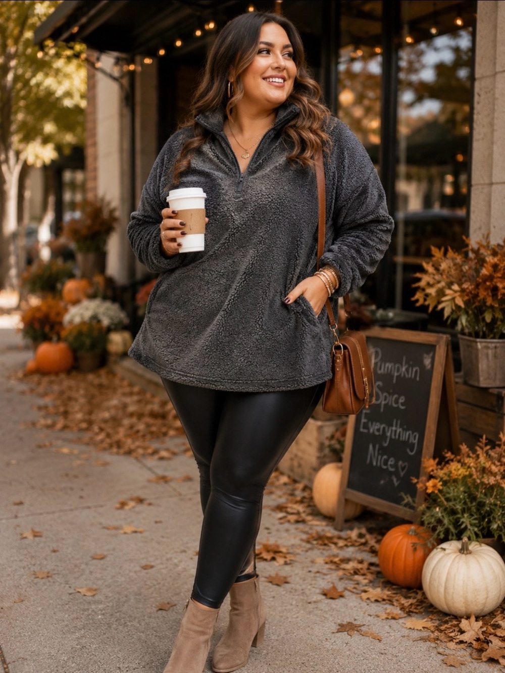 Charcoal Gray 1/4 Zip Teddy Pullover NWT